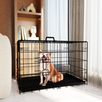 Cage pour chien en fil métallique avec motif animal simple, pliable et avec plateau en plastique pour grands chiens