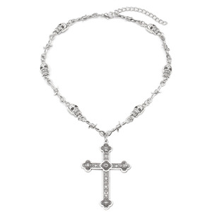 <b>Cross</b> Pendant Necklace Tibetan Silver Gothic Design Skull <b>Chain</b> Fashion Jewelry for Men Women - Product Image 5