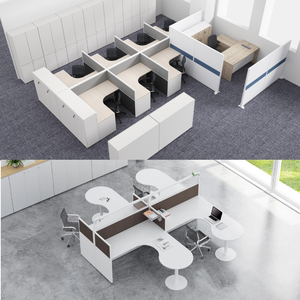 商用家具办公椅书桌小型办公桌工业用带插座4座商用隔断办公桌 - Product Image 5