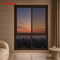 Fenêtre coulissante avec moustiquaire, partie supérieure coulissante, partie inférieure fixe en verre, options de couleur pour salon, chambre, villa