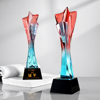 Trophée en verre cristal écologique personnalisé, imprimé UV, gravé au laser, design élégant haut de gamme, personnalisable, retraite