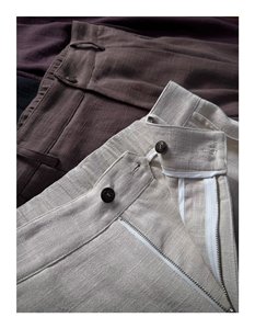 Pantalon unisexe <span class=keywords><strong>en</strong></span> <span class=keywords><strong>lin</strong></span> style Old Money, coupe décontractée, taille haute, jambe large droite, fin et léger pour l'été, pour hommes et femmes - Product Image 4
