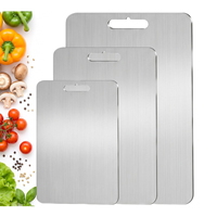 Ecologisch verantwoorde titanium dubbelzijdige snijplank voor vlees, groenten, fruit, keuken, metaal, 304 roestvrijstalen snijplankset