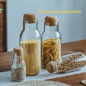 Bocaux de conservation en verre borosilicate avec couvercles hermétiques en liège – Ensemble écologique pour l'organisation du garde-manger, idéal pour les épices et les céréales - Product Image 2