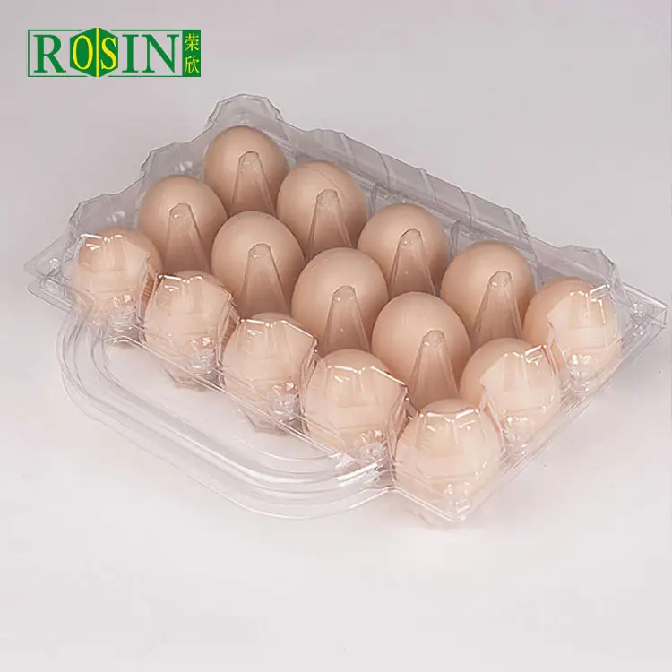 Caja transparente de plástico con 15 y 30 agujeros para almacenamiento de huevos, bandeja de embalaje para huevos de gallina con mango, respetuoso con el medio ambiente