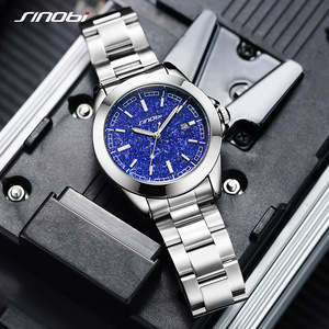 Montre à quartz pour homme Sinobi, bracelet en acier inoxydable, cadran bleu, étanche 30 m, montre-bracelet pour affaires - Product Image 2