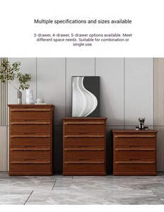 Walnut Solid Wood Modern Chinese Style Floor Standing Storage Cabinet | 3/4/<b>5</b> <b>Drawers</b> Organizer for Bedroom Living Room Hotel - Product Image 6