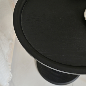 INNOVA Durable Farmhouse Style Eco-friendly Round Wooden and Black Coffee <b>Table</b> <b>for</b> Living Room - Product Image 4