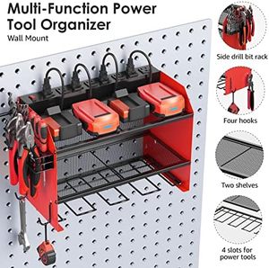 Organisateur d'outils électriques modulaires Station de charge murale 8 prises Étagère de rangement pour perceuse à usage intensif <span class=keywords><strong>Garage</strong></span> 4 crochets Outil - Product Image 5
