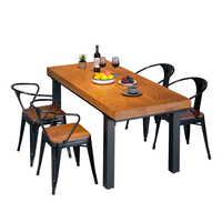 Ensemble de table à manger en bois massif pour mobilier commercial, chaise de café à structure métallique durable pour usage extérieur et intérieur, pour bar et maison