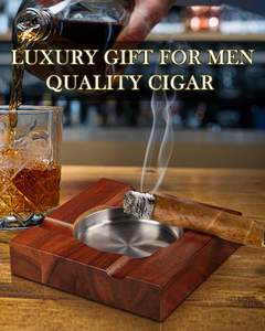 Wholesale Luxury <b>Square</b> Wooden Ashtrays Customizable <b>Pocket</b> Cigar Shape Logo Portable for Indoor Outdoor Home Office Patio Use - Product Image 3