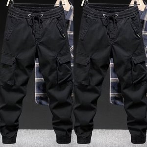 Pantalones Cargo Casuales para Hombre, Estilo Americano Moderno, Color Sólido, Cierre de <span class=keywords><strong>Cremallera</strong></span> Media, Corte Holgado, Tejido Plano, para Primavera y Otoño - Product Image 4