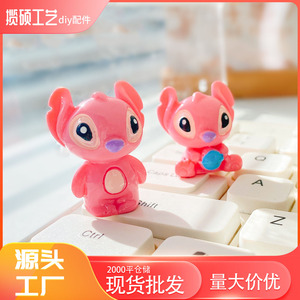Figura Decorativa de Stitch Rosa, Miniatura de Resina, Forma de Animal 3D, Decoración para el Hogar, Adorno de Escritorio - Product Image 3