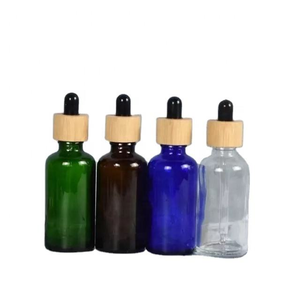 Flacons compte-gouttes avec bouchons en bambou, forme cylindrique, pour sérum de soin de la peau, usage cosmétique - Product Image 4
