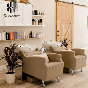 Manufacturer Shampoo Chair with Thickened Seat Cushion Semi-lying Design Customized Leather Color Ceramic Basin Shampoo <b>Bed</b> - Product Image 2
