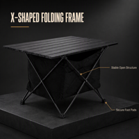 Table de camping moderne Woqi, pliable, portable, ultralégère, en alliage d'aluminium, avec sac de rangement en maille, mobilier d'extérieur