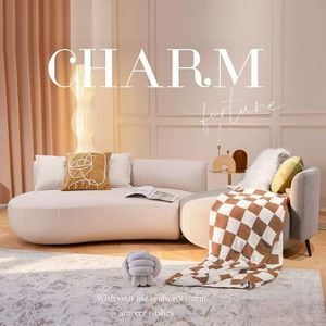 Conjunto de Sofá Moderno Minimalista en Forma de S con Relleno de Espuma y Diseño Curvo para Sala de Estar y Uso Doméstico - Product Image 4