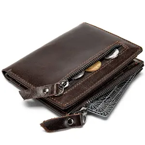 محفظة رجالية من الجلد الطبيعي للرجال ، حامل بطاقات هوية غير رسمي ، محفظة عملات معدنية ، حقائب جيب نقود بنية اللون