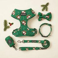 Ensemble de harnais pour chien personnalisé imprimé Noël, respirant, en maille douce, gilet réglable, laisse, collier, nœud papillon, porte-sac à déjections, accessoires