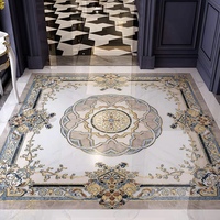 Carreaux de puzzle de sol à motif de luxe carré plaqué or personnalisé Tapis de villa fourni en usine pour la fonction de brique réfractaire du salon