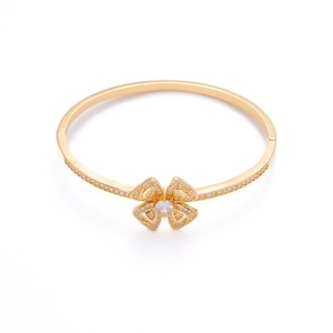 Four Leaf Clover <b>Bracelet</b> Gold Silver <b>Copper</b> Alloy Channel Setting Jewelry Unisex Anniversary Gift - Product Image 5