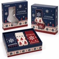 Maßgefertigte Weihnachts-Wintersocken-Schachteln mit Basis und Deckel mit Klarem PVC-Fenster CMYK-Bedruckte Beschichtete Papiergeschenkboxen für Feiertagsbasteleien