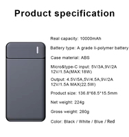 Chargeurs portables en gros d'usine 10000mAh, batteries externes 22.5W à charge rapide USB Type-A/C pour iPhone Android OEM