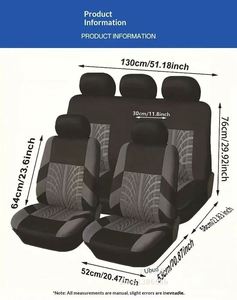 Housses de siège auto universelles en polyester, ensemble complet 9 pièces, 5% VLT toutes saisons, pour 90% des voitures - Vente en gros - Product Image 4