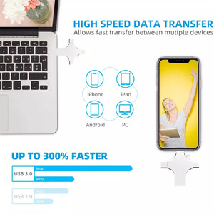 <strong>4</strong> in 1 High Speed Otg Usb Flash Drive 8Gb 16Gb 32Gb Phone Usb <strong>2</strong>.0 3.0 <strong>Memory</strong> <strong>Stick</strong> 64Gb 128Gb Type C Pendrive for Iphone - Product Image 3