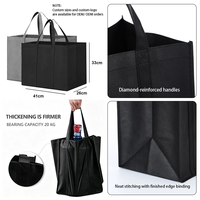 Sac pliable en tissu non tissé noir renforcé, personnalisable en couleur et taille, avec poignée robuste, idéal pour le shopping, fabriqué sur mesure en usine
