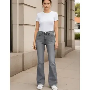 Jeans a Zampa d'Elefante da Donna Adrenaline, Vita Alta, Elasticizzati, Comodi, Traspiranti, Stile Semplice e alla Moda, 5 Tasche - Product Image 1