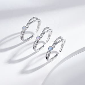 wholesale price plata 925 sterling <b>silver</b> vintage small <b>ring</b> bulk fashion wedding opening <b>opal</b> ladies stackable butterfly <b>rings</b> - Product Image 5