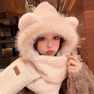 Cute Bear <b>Hat</b> Scarf <b>Winter</b> Cycling Warm Windproof Ear protection Gloves Plush <b>Hat</b> Beanie Cap Wholesale - Product Image 6