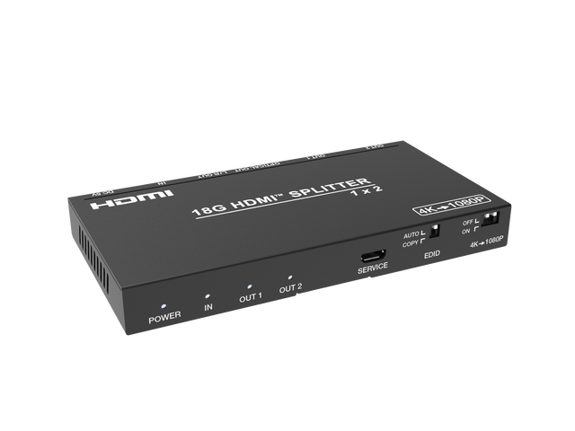 1x2 HDMI Splitter 18Gbps 4K60 4:4:4 with Audio Extractor Optical and L/R Output Support 4K to 1080P Downscaler