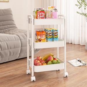 Carrito de Almacenamiento Móvil para Cocina, Organizador de Frutas <span class=keywords><strong>y</strong></span> Verduras con Barandilla <span class=keywords><strong>Alta</strong></span>, Carrito Rodante que Ahorra Espacio - Product Image 4