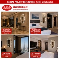 Miroir LED intelligent pour projets hôteliers, avec capteur tactile, fixation murale, bord faceté, ovale, pour salle de bain et toilettes