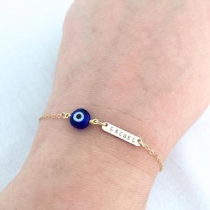 Inspire gioielli Personalizzati Evil-Eye Dainty Bar, il Braccialetto Del Bambino, protezione Del Braccialetto per le donne e le ragazze inciso nome logo - Product Image 2
