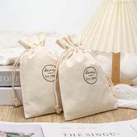 Sac à poussière en toile de coton blanc avec logo personnalisé mini sac à cordon en mousseline petit cadeau pochette à bijoux