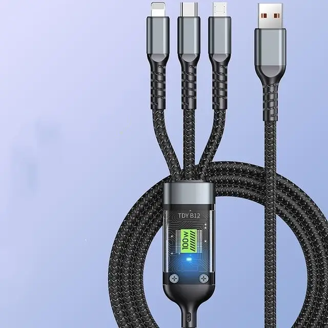 3 in 1 USB Typ C-Kabel 3 A Schnellladung magnetisches Micro-USB-Kabel für Macbook Samsung Xiaomi-Geräte-100W kompatibel