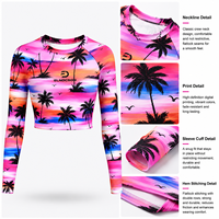 Maillot de bain court UPF50+ pour femmes, style hawaïen personnalisé, idéal pour les clubs de sports nautiques, les écoles de surf, les centres de plongée et les équipes de plage