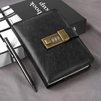Cuaderno con Logotipo Personalizado, Diario A5, Cuaderno de Cuero PU con Candado, Cuaderno Vintage con Contraseña A6, Organizador con Bolígrafo para Hombres y Mujeres