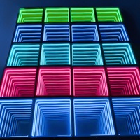 Portable 3D Infinity Led Miroir Lumière Carreaux Magnétiques Sans Fil Panneau En Verre Trempé Led Piste De Danse Pour La Fête De Mariage DJ Scène