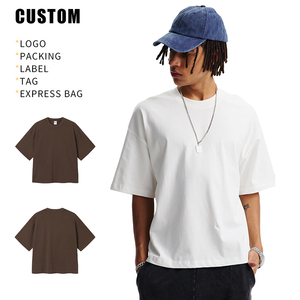 เสื้อยืดไหมพรมทรงครอปขนาดใหญ่พิเศษ แบบยูนิเซ็กซ์ ผ้าคอตตอนหนา 270 กรัม ทรงบ็อกซี่ สไตล์สตรีทแวร์ วินเทจ คุณภาพสูง เสื้อยืดเปล่าสำหรับผู้ชาย - Product Image 3