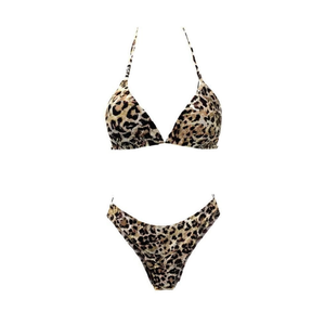 Conjunto de Bikini HDJ con Estampado de Leopardo, Top Triangular y Braguita Tipo Tanga, Traje de Baño para Mujer, Tallas 44, 46, 48, 50, Tejido Elástico con Estampado Digital - Product Image 2