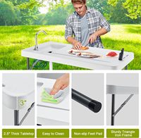 Table de filet portable en plastique avec pulvérisateur de nettoyage et filet en acier pour fête à la plage en plein air