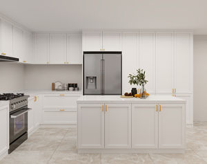 Muebles de Cocina Modernos, Juego de Muebles de Cocina Estilo Shaker, Moderno, Pequeño, Modular, con Encimera de Mármol, Color Blanco Claro, Muebles de Cocina de Madera - Product Image 4