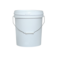 Seau rond en plastique de 20 L avec poignée et couvercle en PP blanc, seau étanche pour peinture, colle, produits chimiques, conteneur en plastique