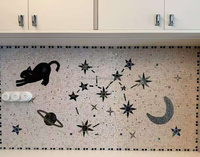 Mosaïque murale 100 % artisanale en marbre, motif végétal (arbre, fleur) pour décoration murale et crédence