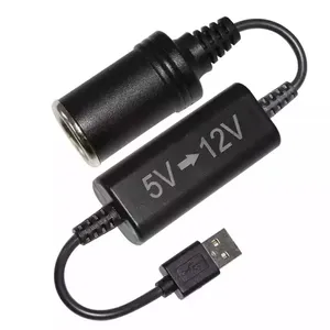 Kabel Konverter Soket Wanita Pemantik Rokok USB Ke Mobil 5V Ke 12V Kabel Transformator Step UP untuk Mobil