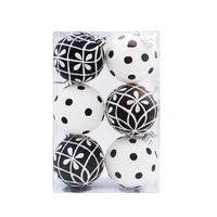 Adornos Navideños en Blanco y Negro, Bolas con Patrón Geométrico de Ondas y Puntos, Decoración Moderna para Árbol de Navidad, Hogar y Fiestas